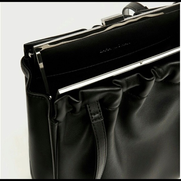 FINAL!ZARA black faux shoulder bag!NWT FIRM PRICE - Picture 4 of 6